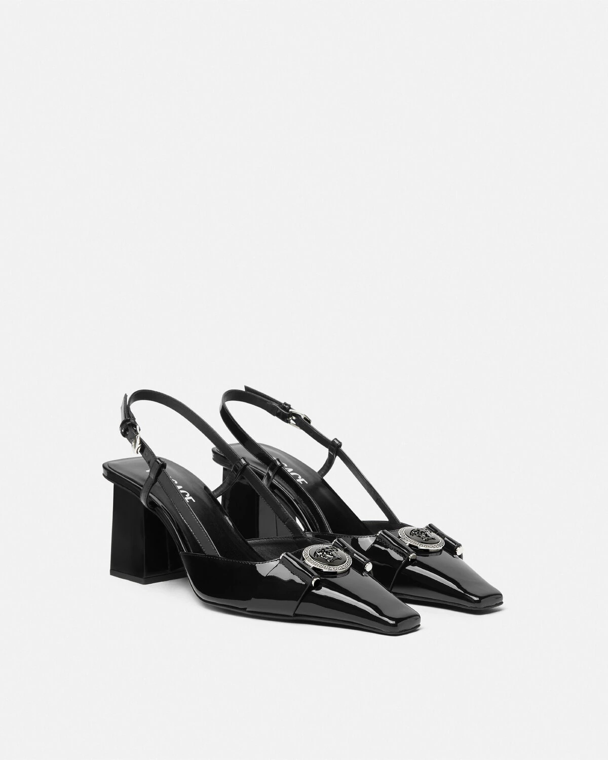 Medusa Buckle Patent Slingback Pumps 70 mm - 2