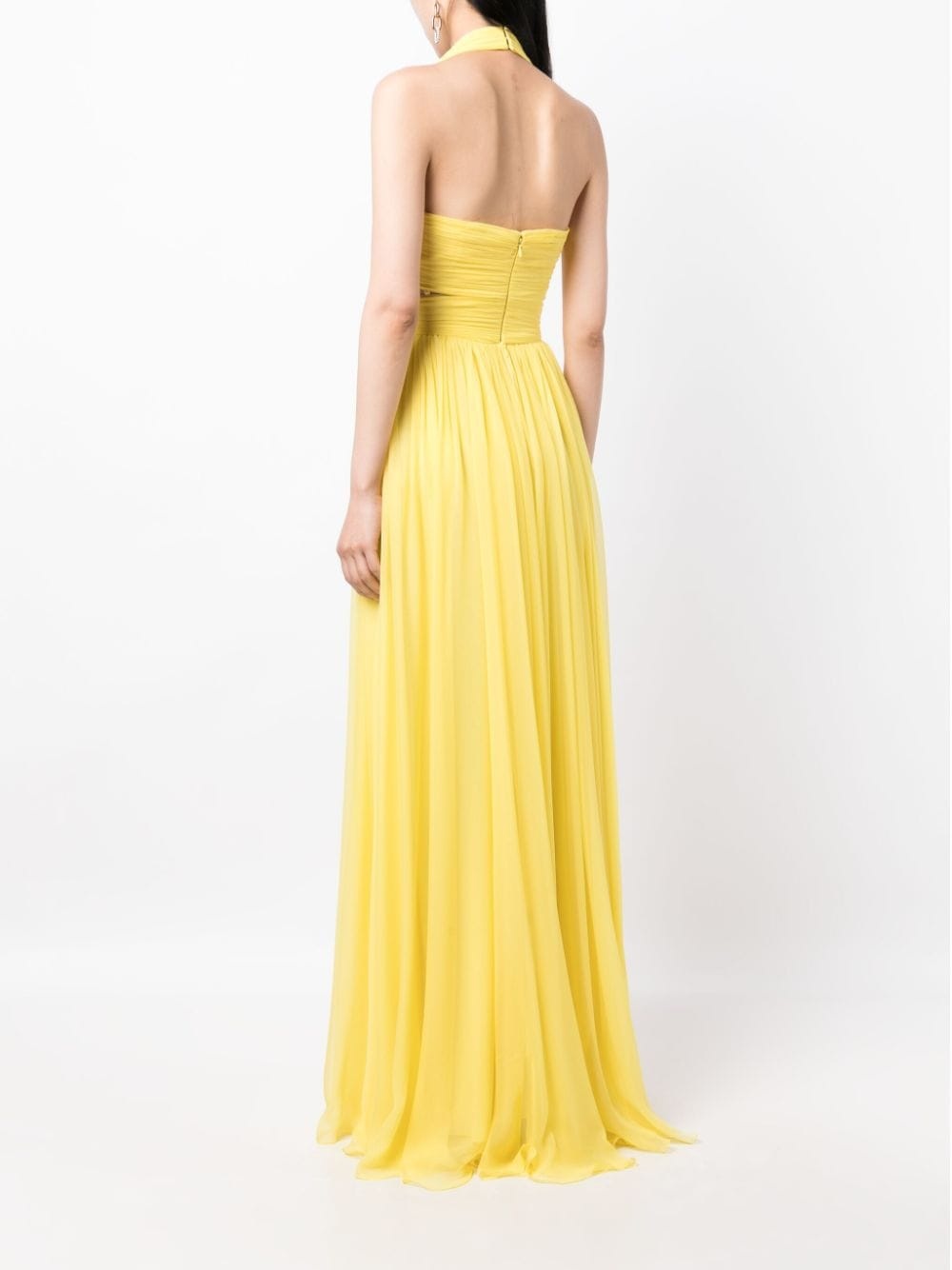 draped cut-out silk gown - 4