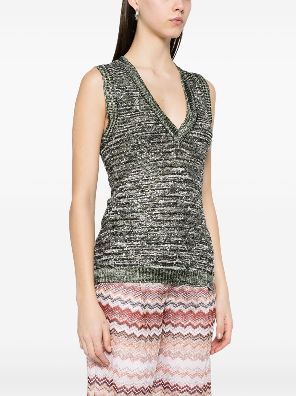 sequined slub-knit tank top - 3