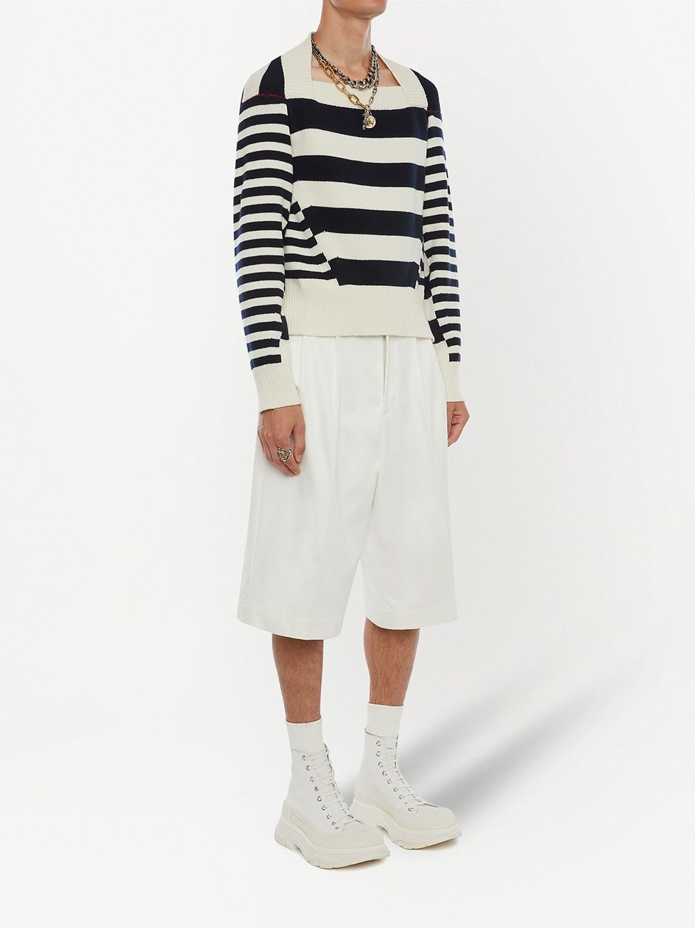 striped boat-neck jumper - 3