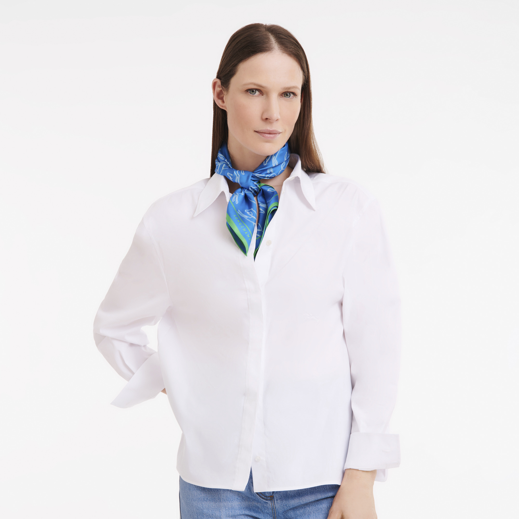 Chevaux recto verso Silk scarf 70 Lawn/Cobalt - Silk - 2