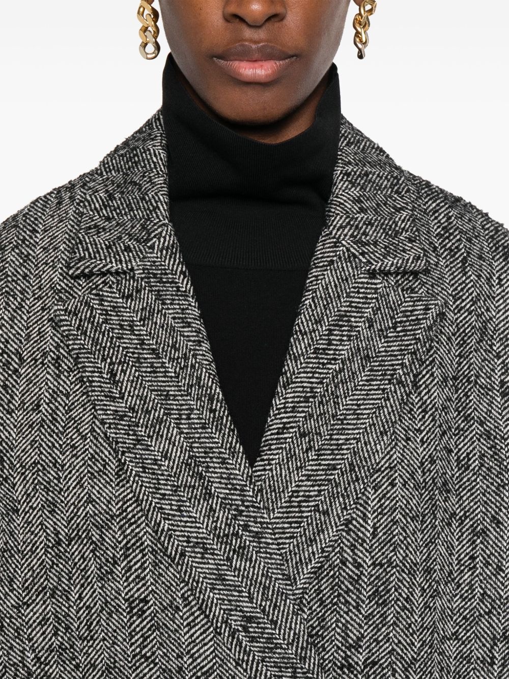 chevron-pattern coat - 5