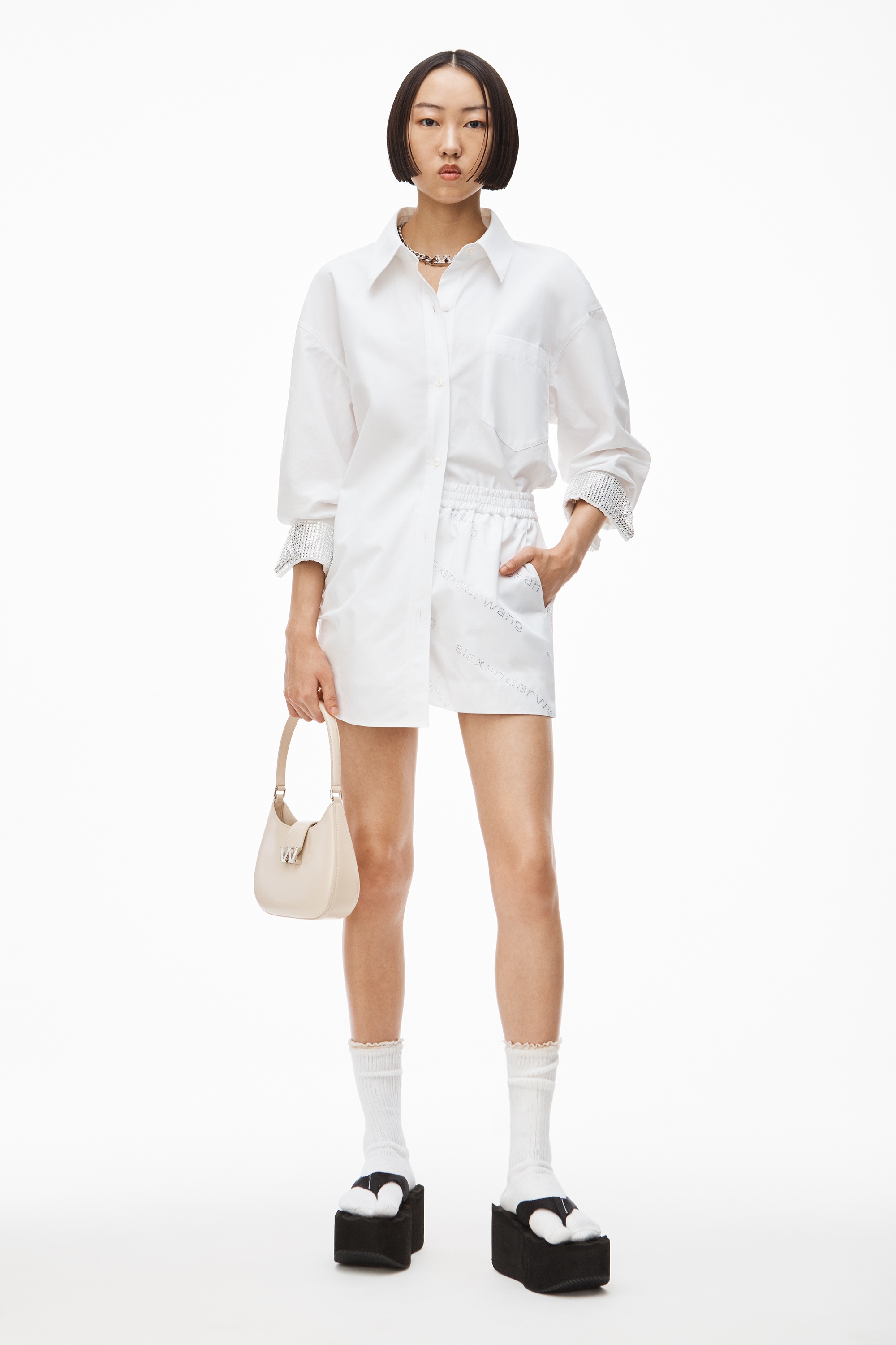 CRYSTAL CUFF OVERSIZED SHIRT IN POPLIN - 6