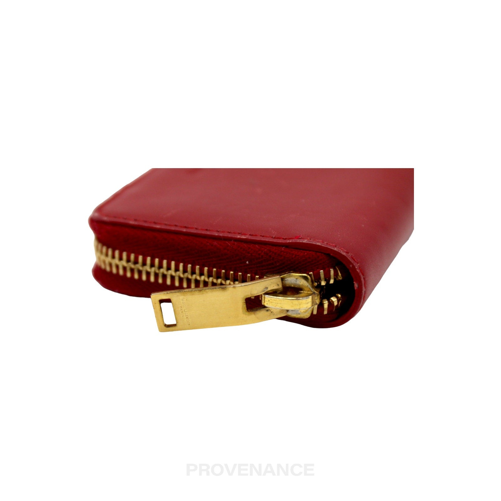 Saint Laurent Paris SLP Compact  Zip Card Wallet - Red Leather - 5