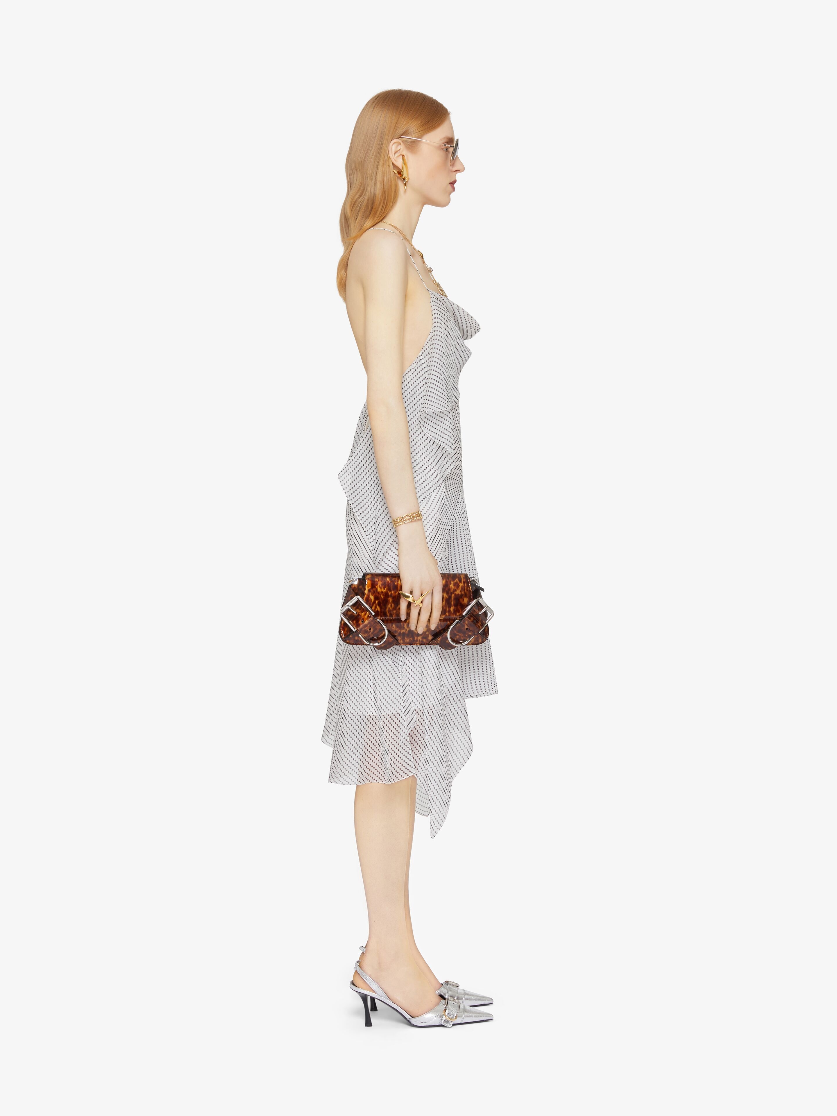 ASYMMETRIC POLKA DOTS DRAPED DRESS IN SILK CHIFFON - 3