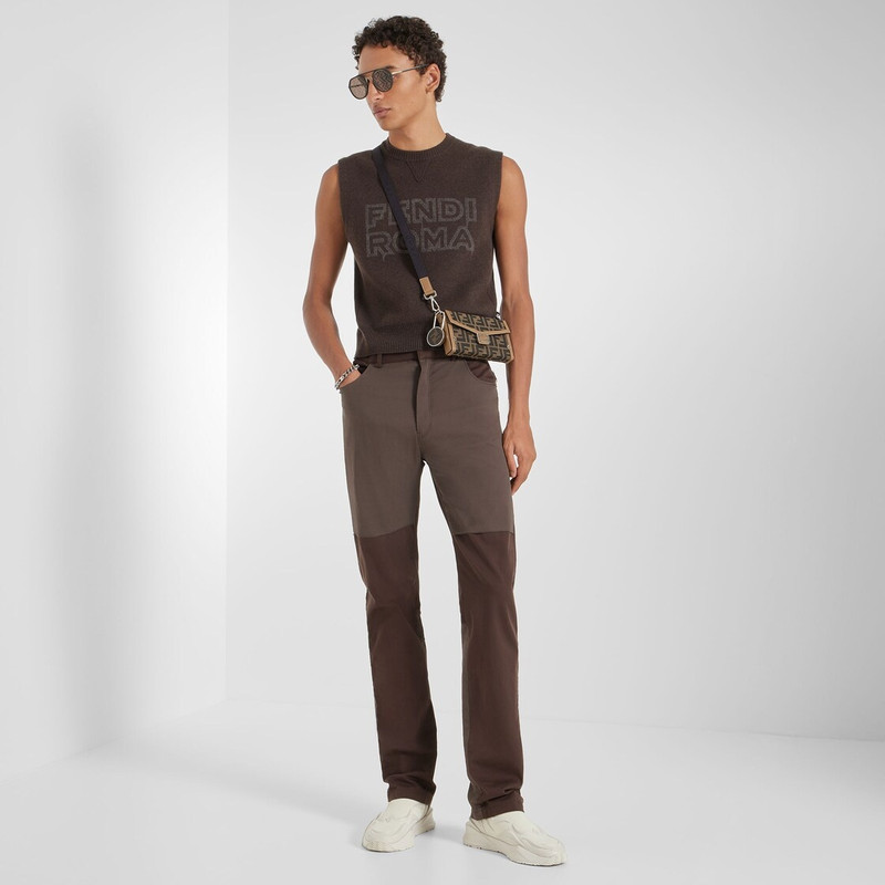 FENDI Brown gabardine pants outlook