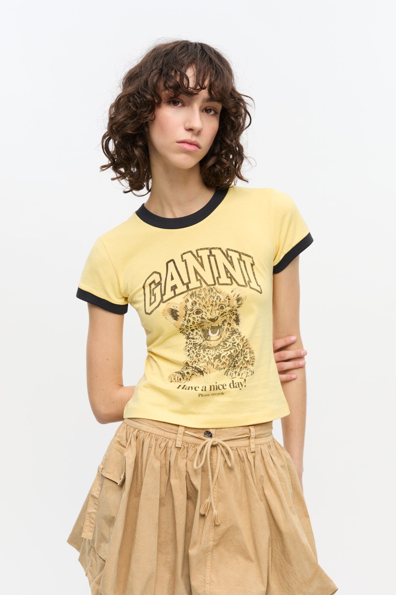 YELLOW BASIC JERSEY LEOPARD T-SHIRT - 2