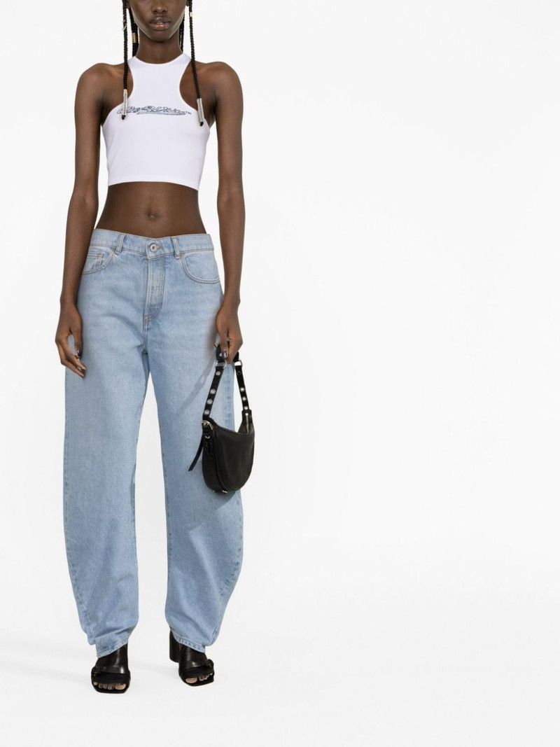 Off-White crystal-embellished logo crop top outlook