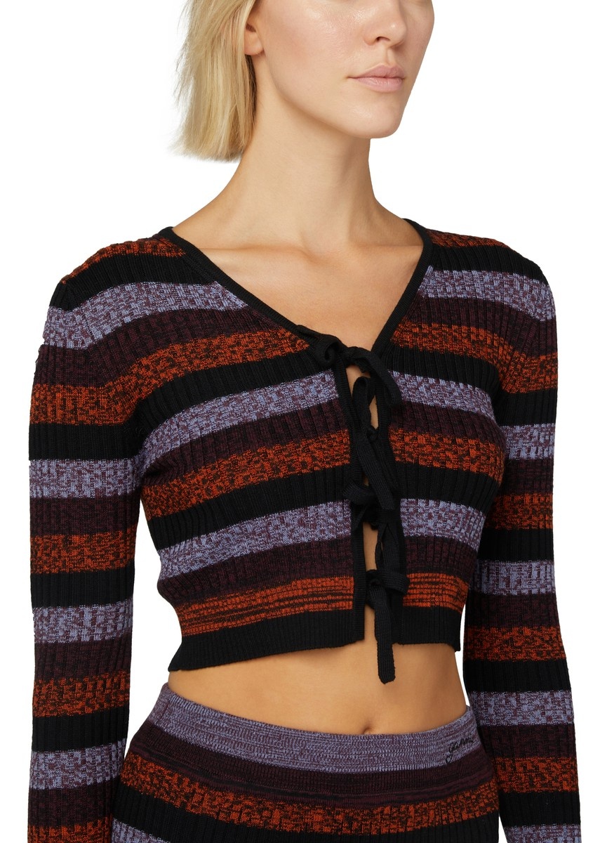 Sprayed Merino Rib Cropped Cardigan - 4