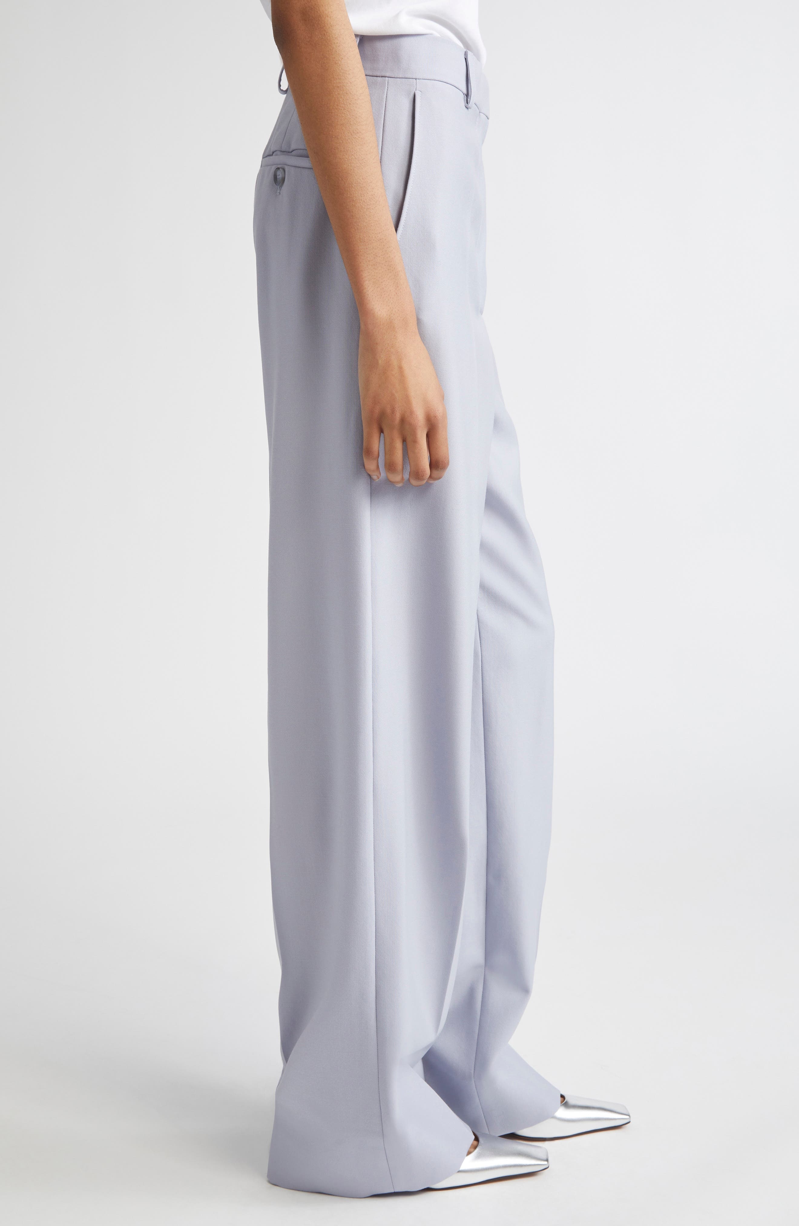 Stella McCartney Loose Straight Leg Wool Canvas Trousers in 4218 - 4