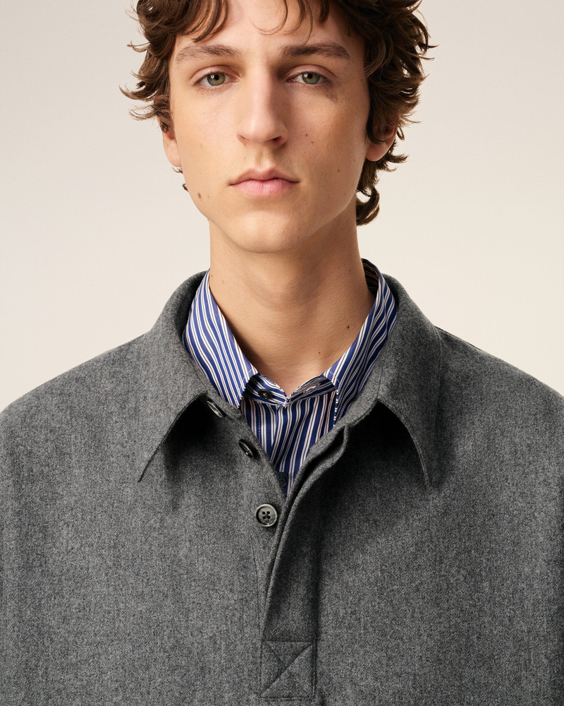 GREY WOOL LONG SLEEVES POLO SHIRT 4