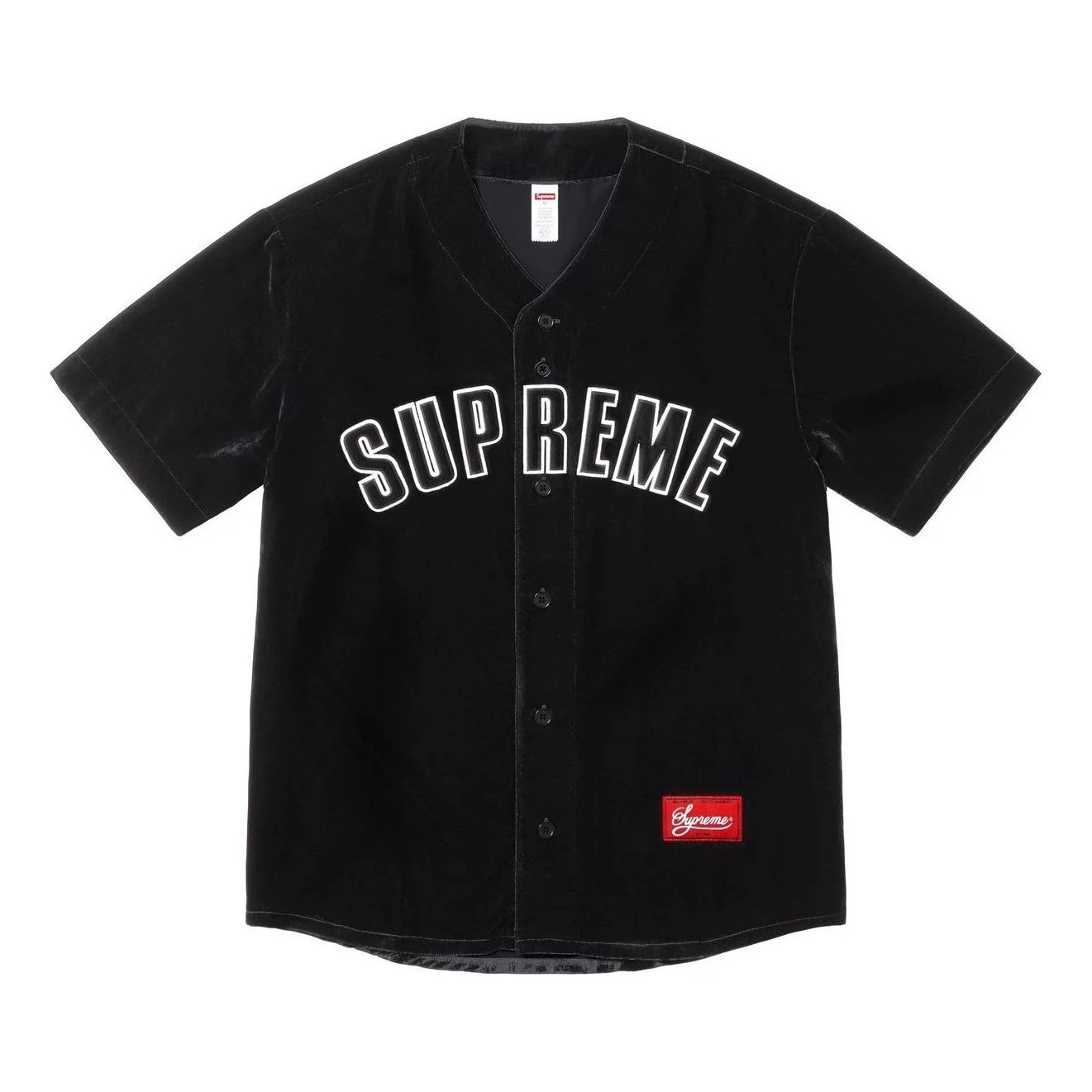 Supreme Velvet Baseball Jersey 'Black' SS25KN69-BLACK - 1