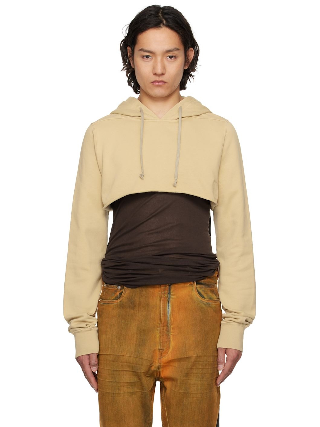 Beige Hollywood Cropped Hoodie - 1