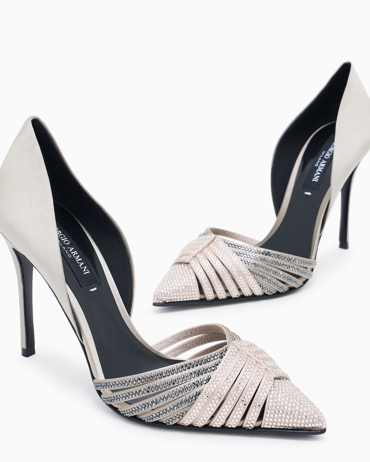 RHINESTONE AND SATIN COURT SHOES - 5