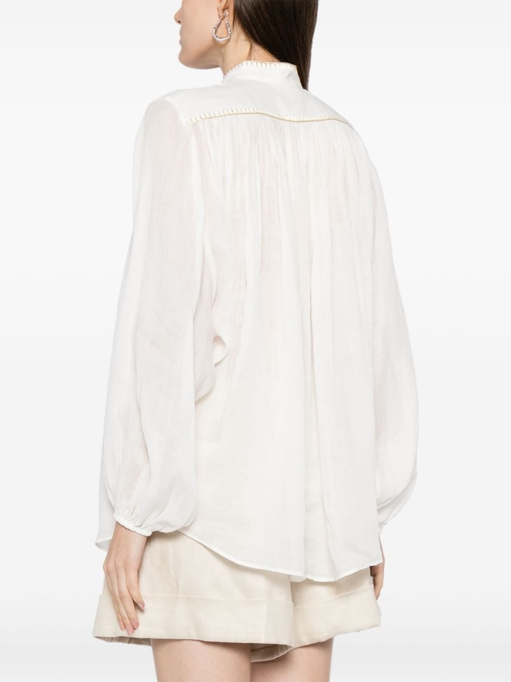Junie stitch-detail ramie blouse - 4