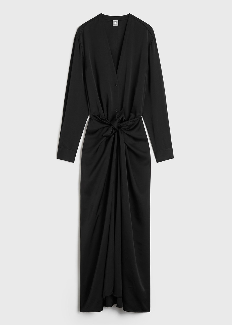 Satin knot dress black 1