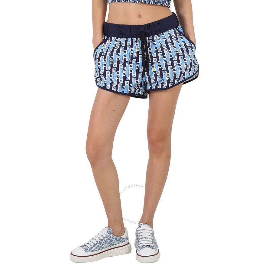 Moncler Grenoble Ladies Abstract Printed Shorts - Bright Blue - 3