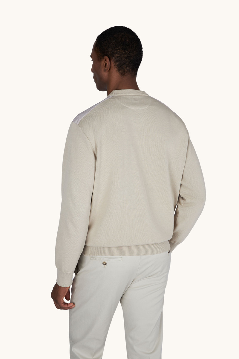 Paul & Shark CREW‑NECK SWEATER IN FRESCO COTTON WITH LINEN DETAILS outlook