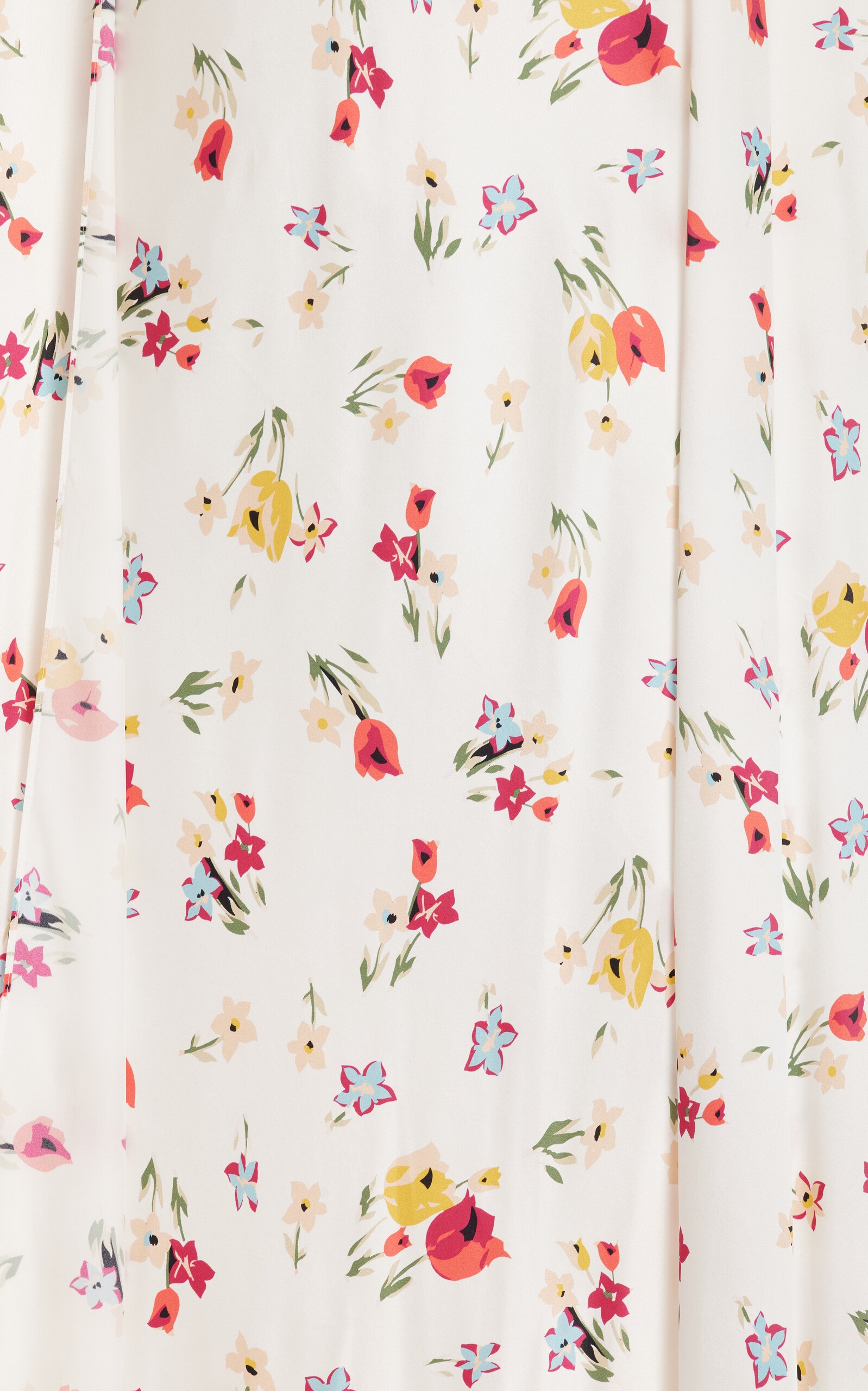 Tulip-Printed Silk-Satin Cape Dress white - 5