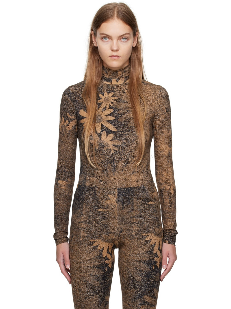 Tan & Black Printed Bodysuit 1