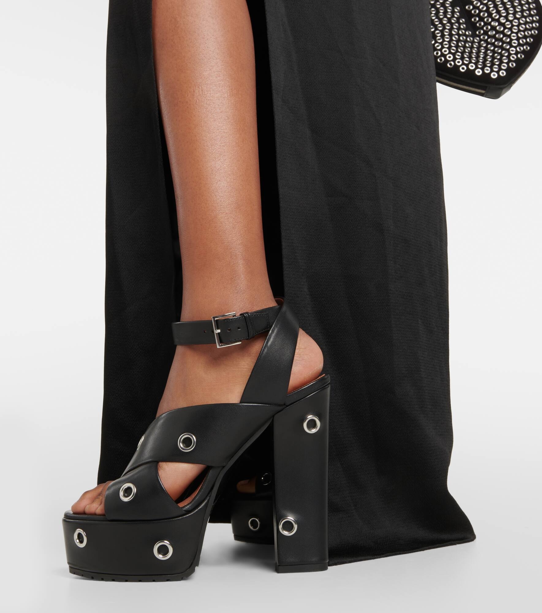 Eyelet-embellished leather sandals - 4