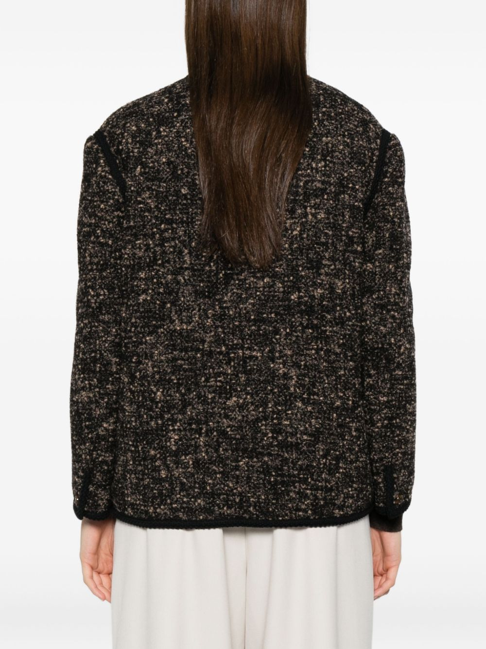 tweed button-fastening jacket - 4