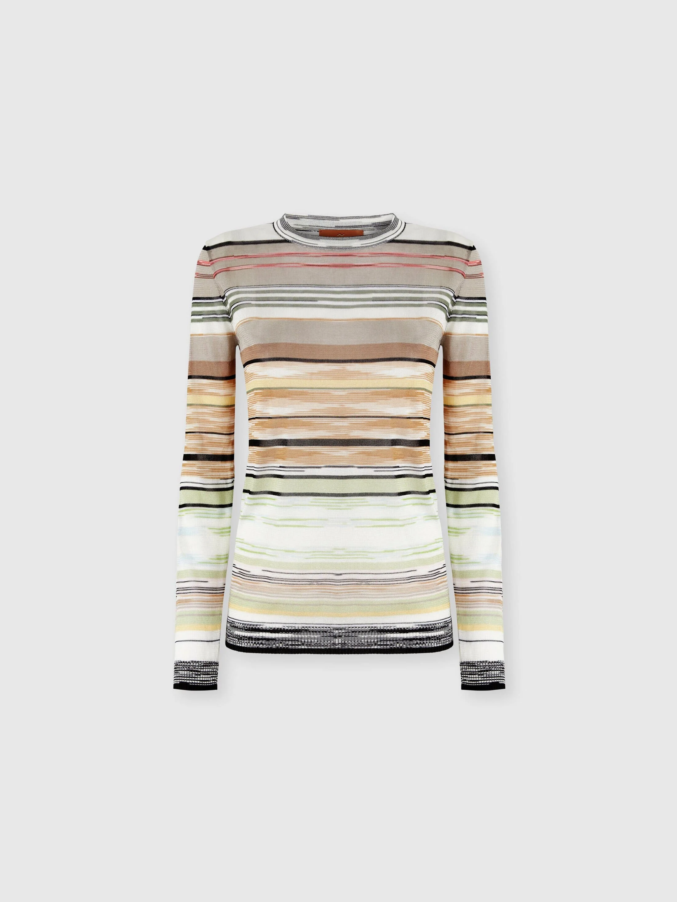 Missoni Striped Flame Viscose Crewneck Sweater in Green& Brown at Nordstrom - 1