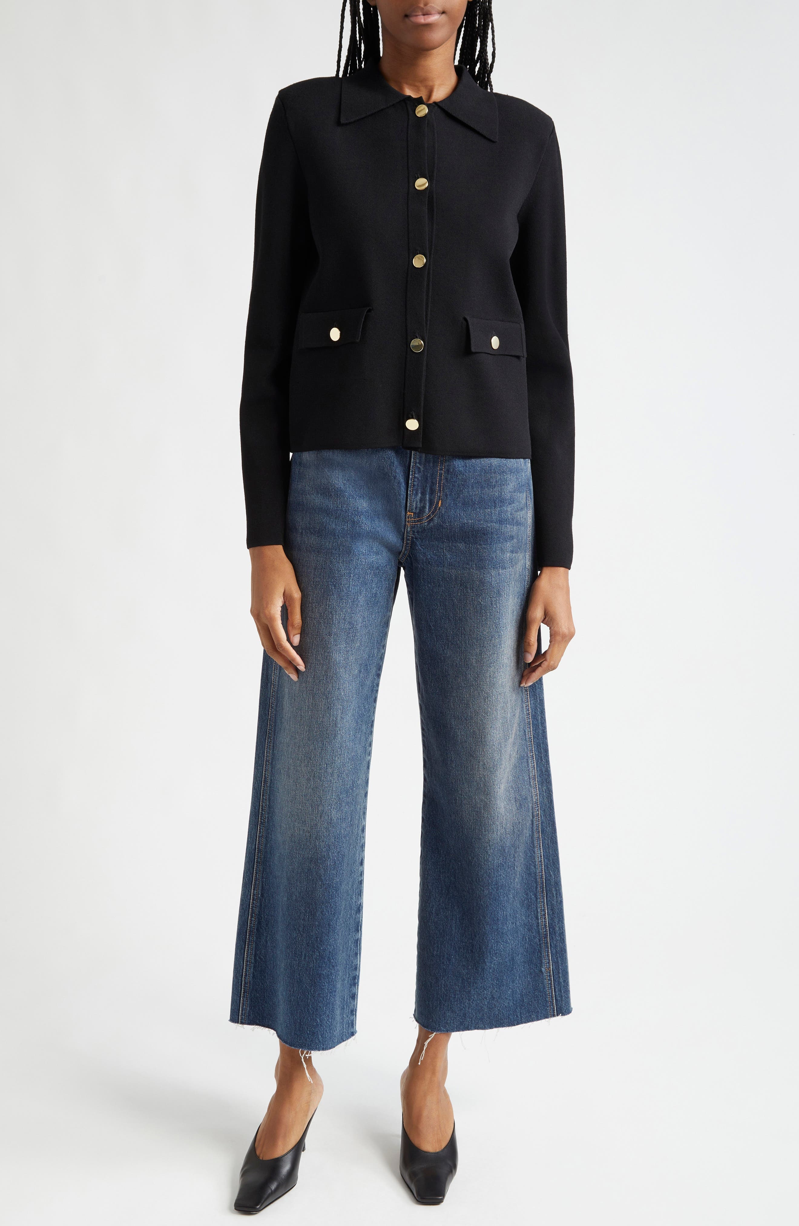 Veronica Beard Taylor Raw Hem High Waist Ankle Wide Leg Jeans in Equinox Blue at Nordstrom - 2