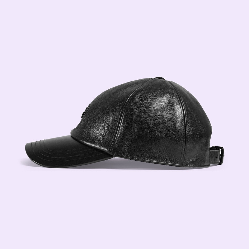 GUCCI Leather baseball hat with Double G outlook