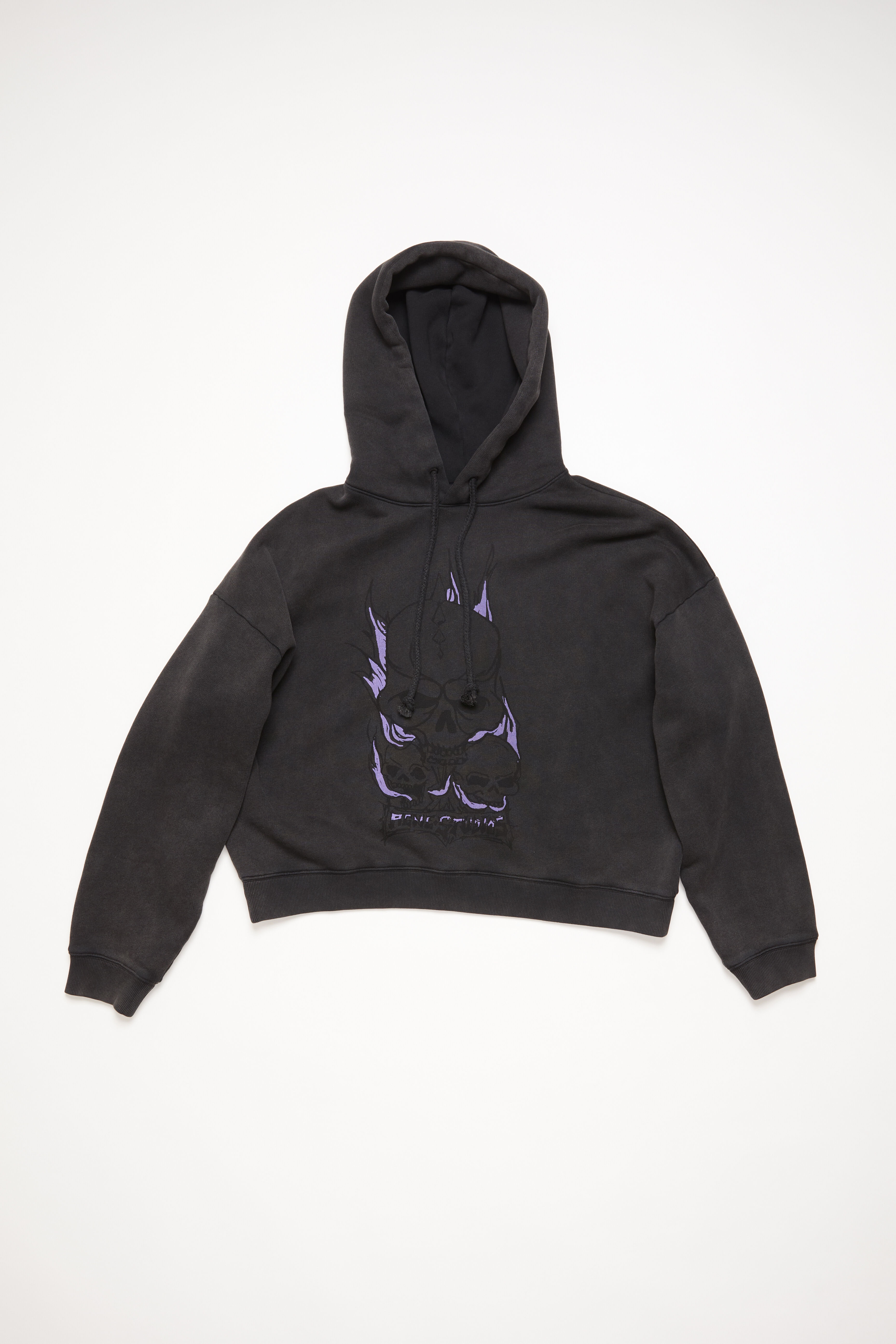 Printed hooded sweater - Faded black - 1