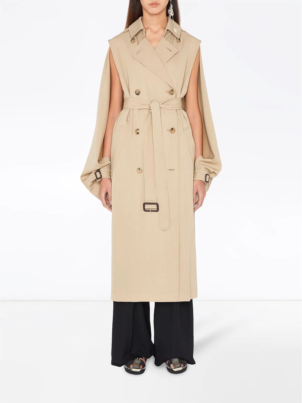 open-sleeve cape trench coat - 3