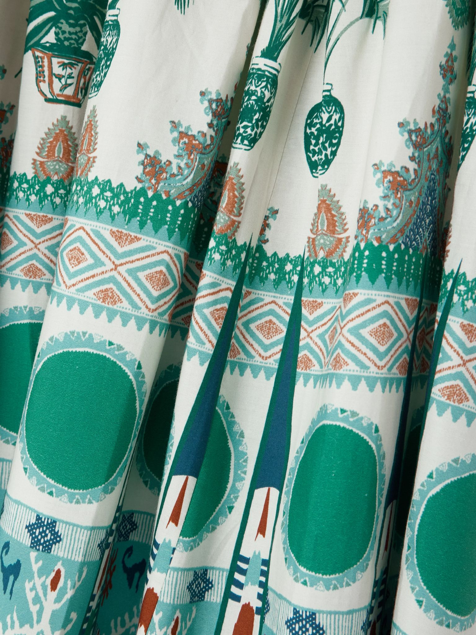 Ombretta gathered printed cotton-poplin maxi skirt Green - 4