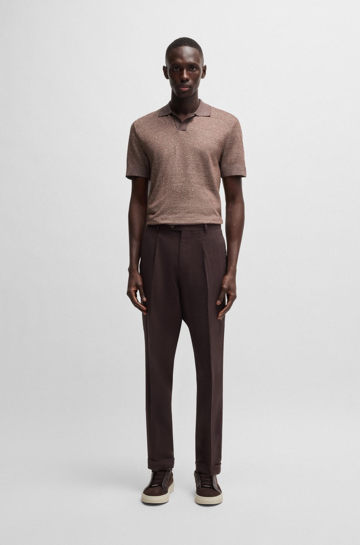 JOHNNY-COLLAR POLO SHIRT IN COTTON, LINEN AND SILK - 4