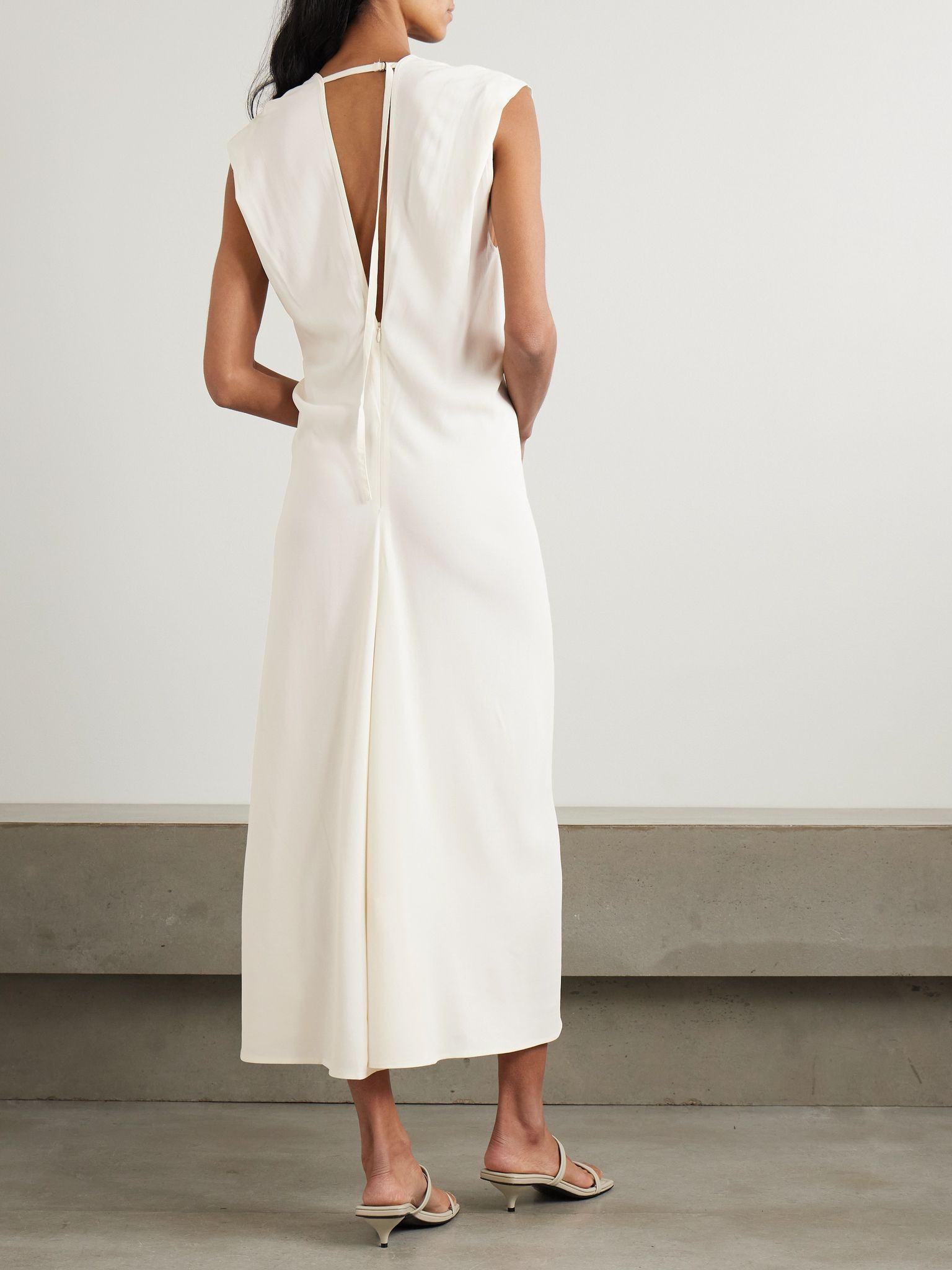 Draped crepe maxi dress Off-white - 3