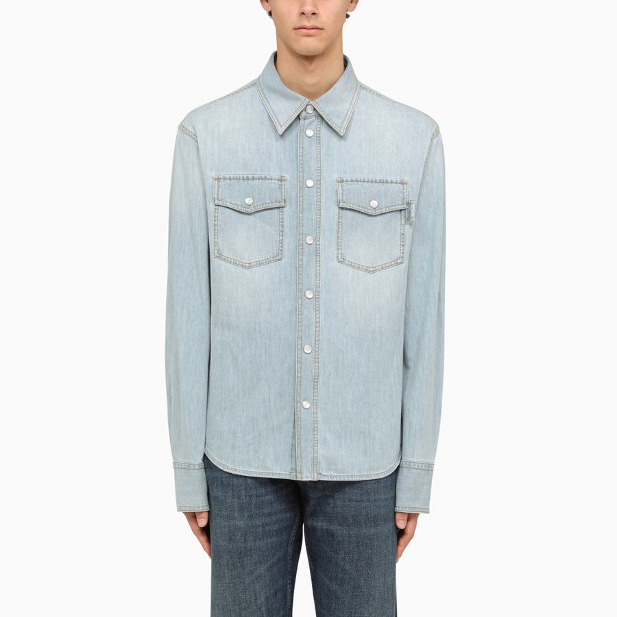 Bottega Veneta Men Blue Denim Shirt - 1