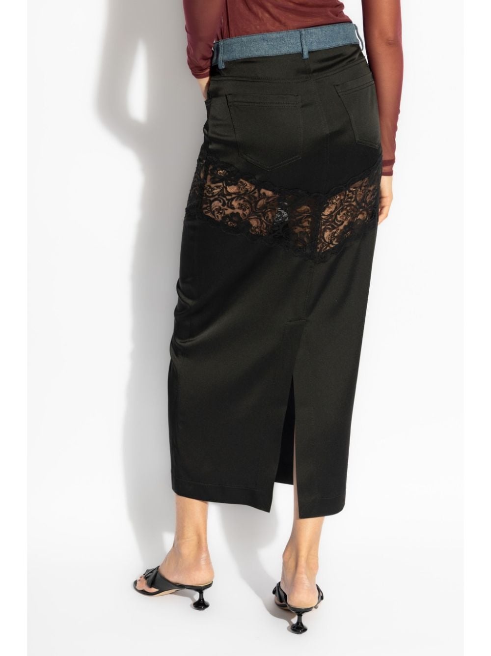 long straight skirt with lace insert - 4