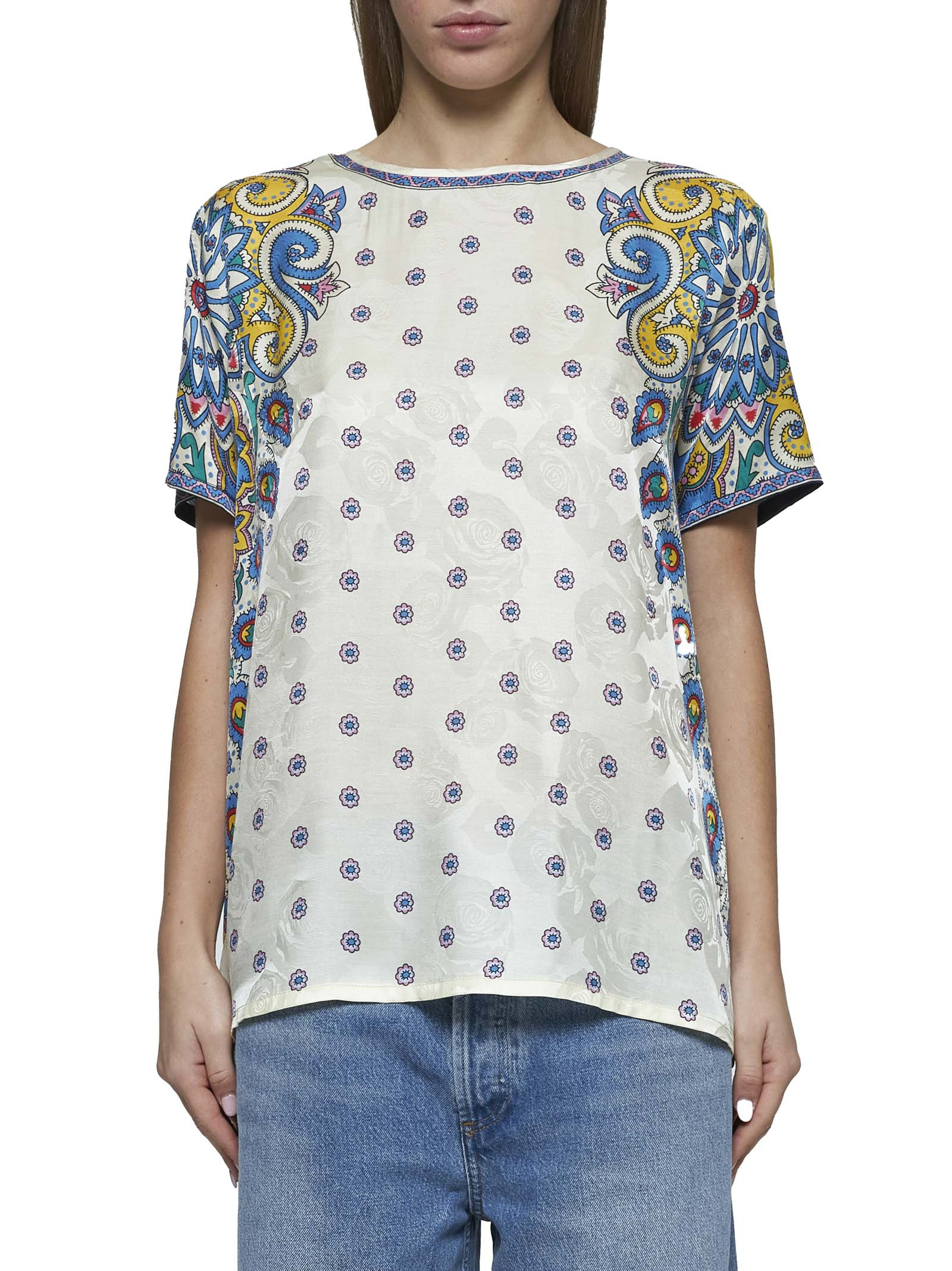 Ivory Paisley print silk blend top - 3