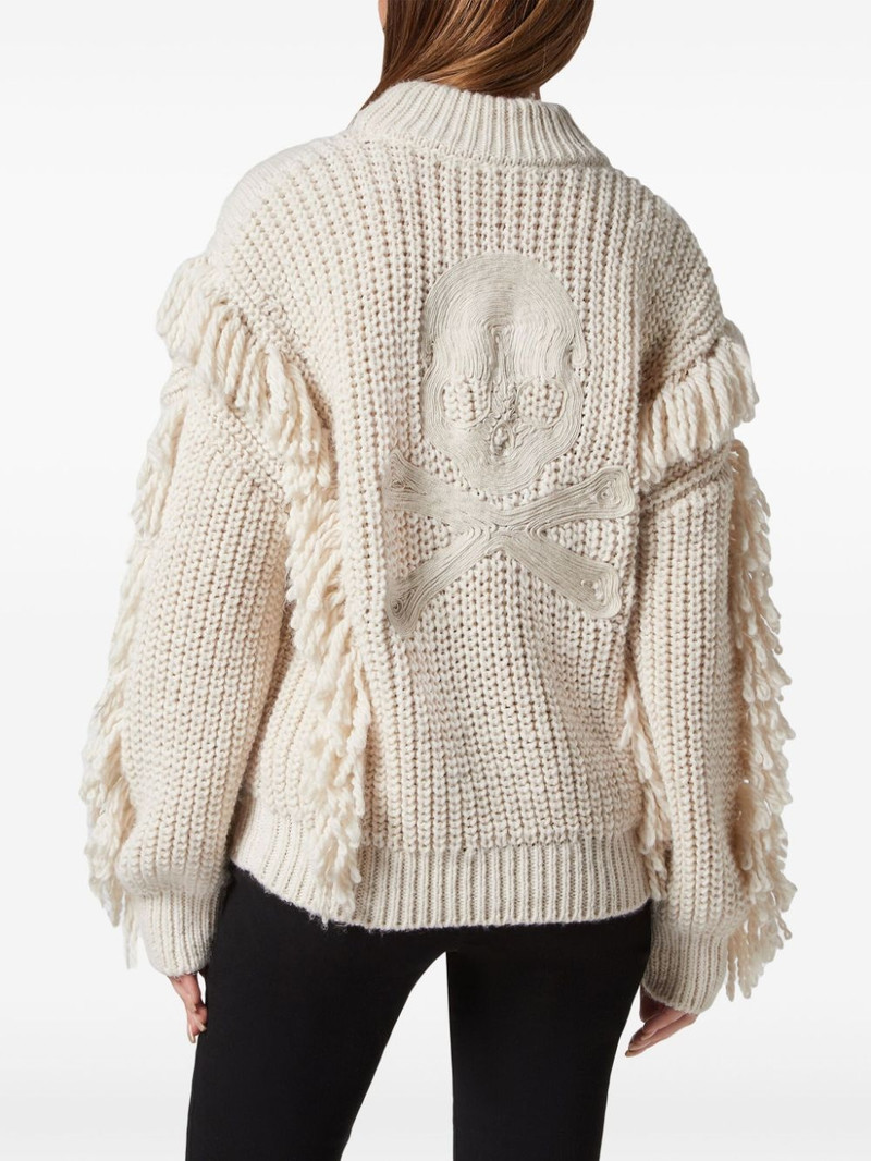 PHILIPP PLEIN skull-embroidered cable-knit jumper outlook