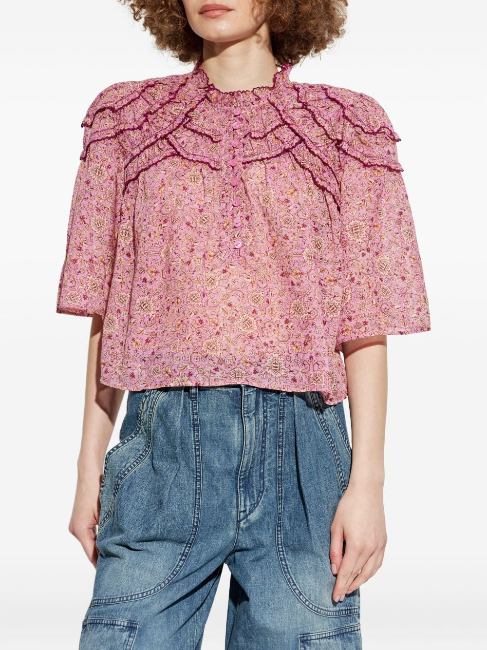 Carmen ruffled paisley-print top - 3