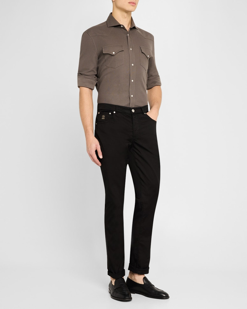 Brunello Cucinelli Men's Cotton and Silk Western Shirt outlook