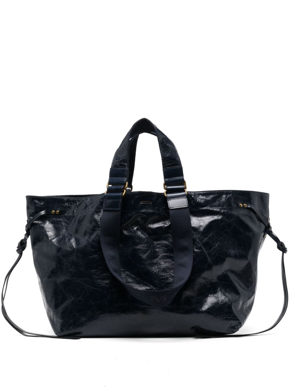 embossed-logo-handle leather tote bag - 1