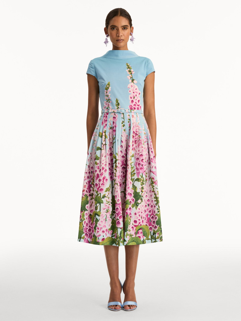 Oscar de la Renta DEGRADÉ FOXGLOVE COTTON POPLIN DRESS outlook