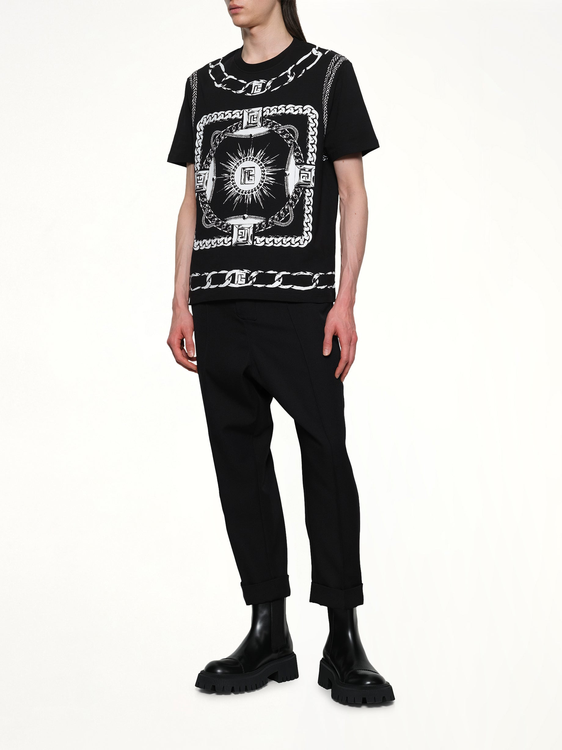 Foulard Print T-Shirt in Black/White - 4