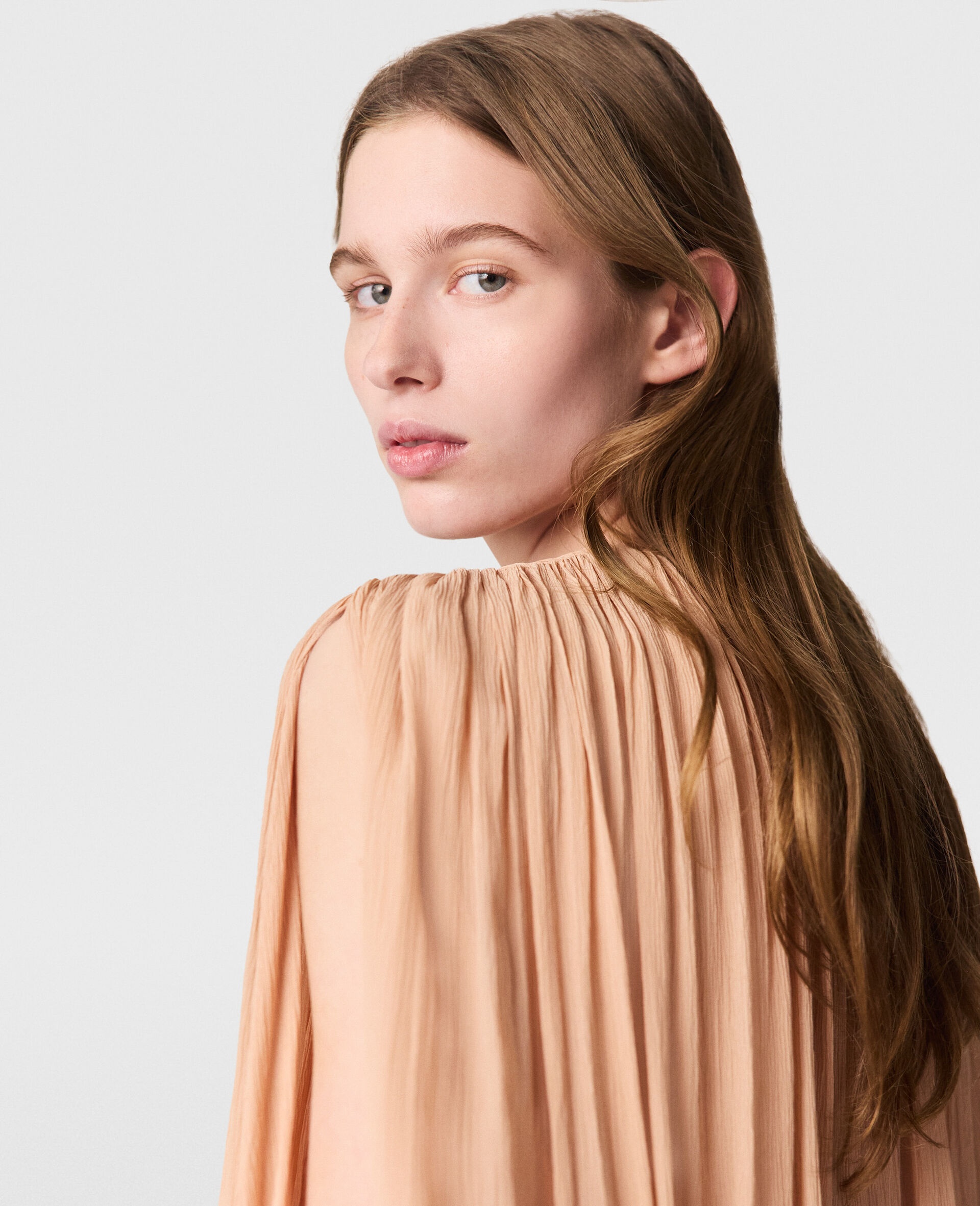Pleated Cape-Sleeve Top - 4