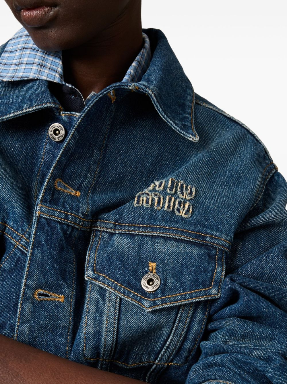 Washed denim blouson jacket - 4