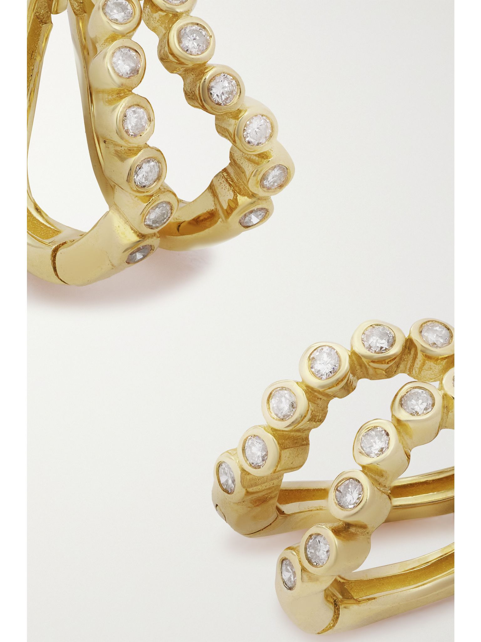 Wave 14-karat gold diamond earrings Gold - 5