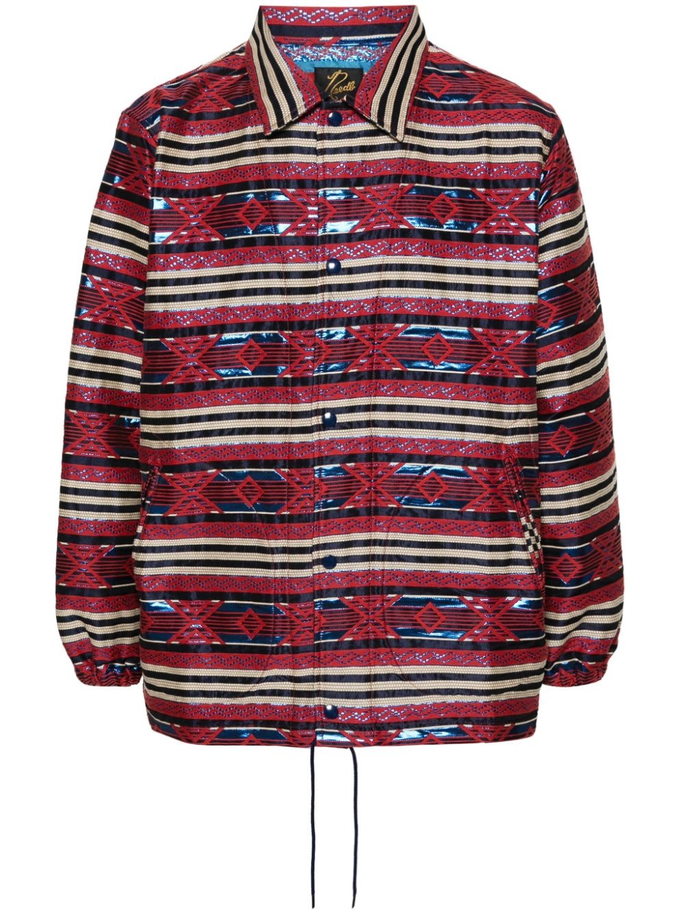 patterned-jacquard striped shirt jacket - 1