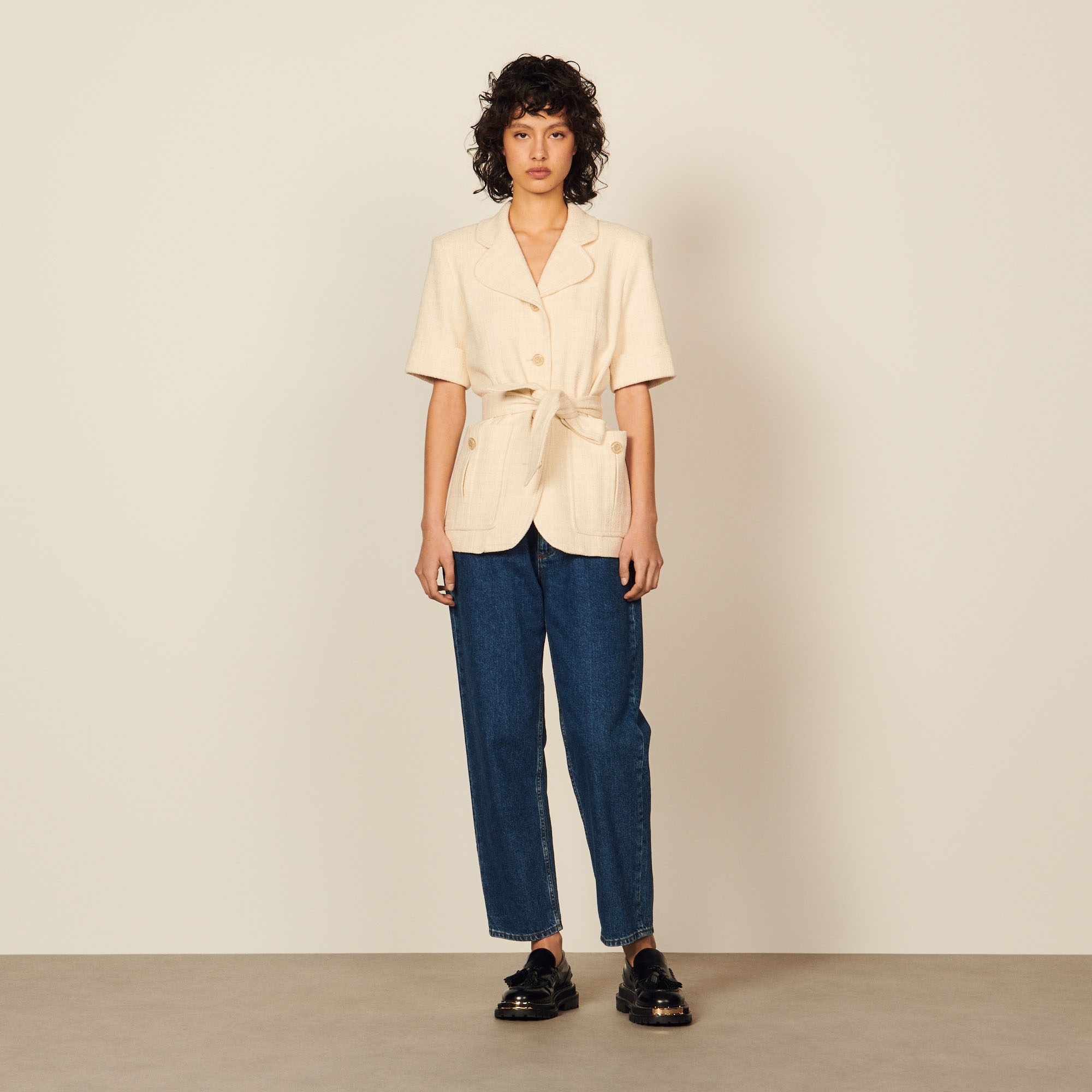 Short-sleeved tweed jacket - 7