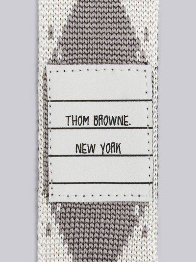 Thom Browne Light Grey Knitted Silk Jacquard Argyle 4-Bar Tie outlook