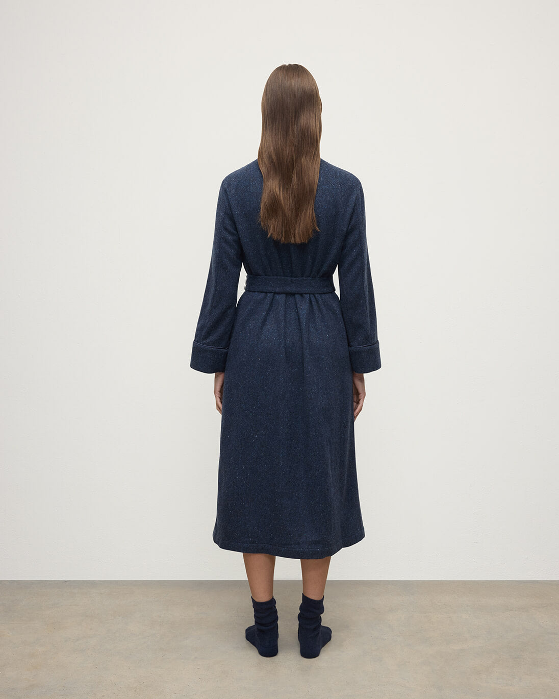 Donegal Cashmere Navy Dressing Gown - 4